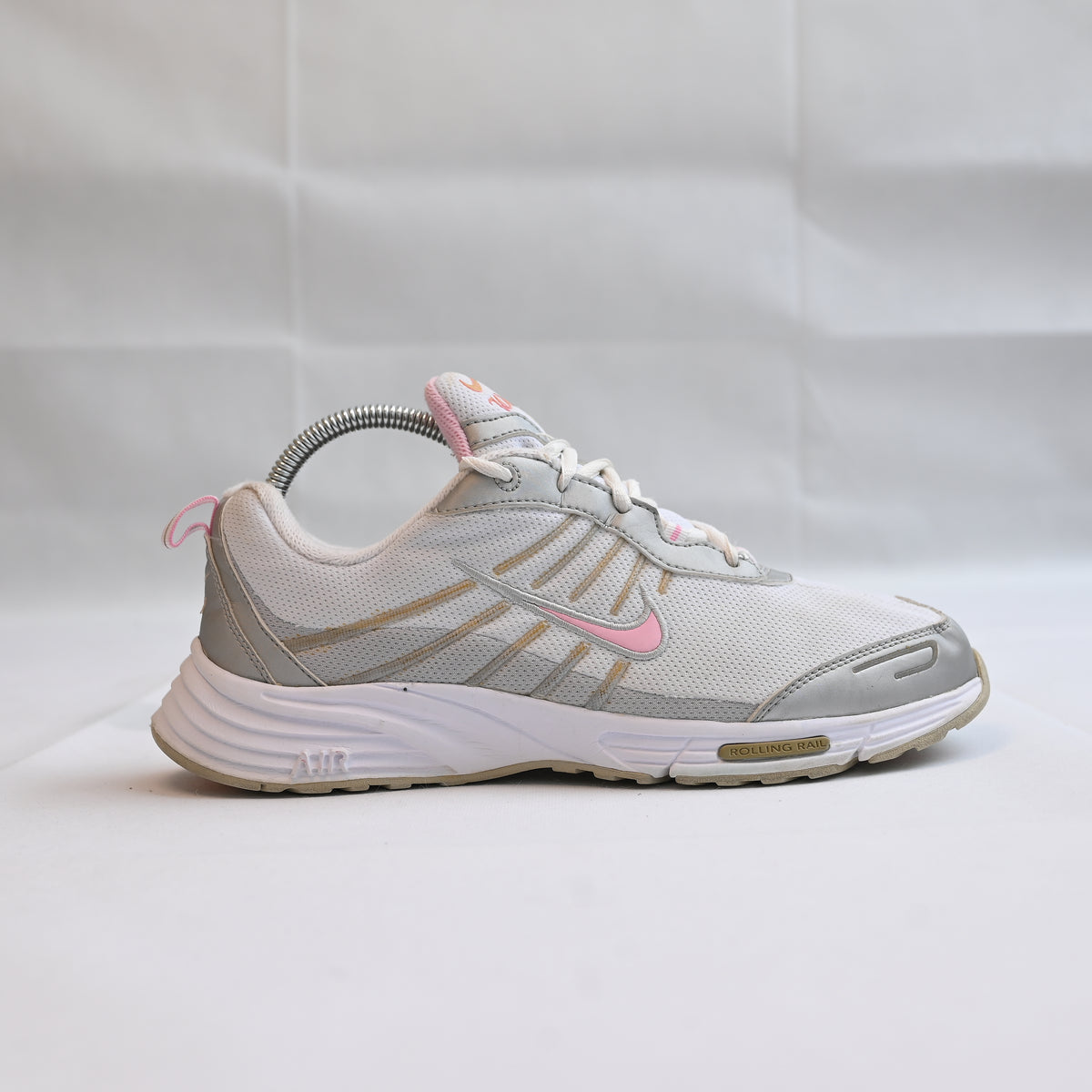 Nike Air Womens Sneakers White Pink Lace Up Walking Shoe